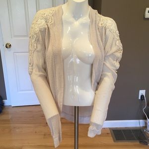 Tan lace detail cardigan Abercrombie & Fitch